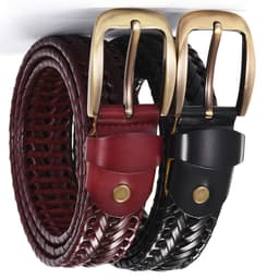 Flätade bälten 3,5 cm svarta - 110 cm + flätat bälte 2,5 cm tvåfärgat