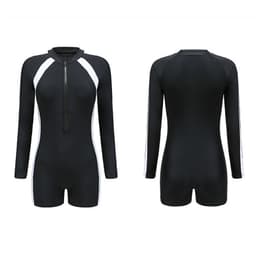 Mustavalkoinen pitkähihainen naisten uimapuku XXL