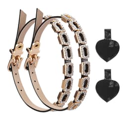 Stilige skolisser med spenne - 016 Square Rhinestone Crowns Sort