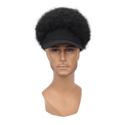 Afro Peruk Keps för Män - Svart Baseballkeps med Hår