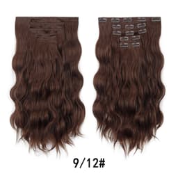 Eurooppalainen pitkä aalto klipsikiinnitteinen hiustenpidennysperuukki - Kahvinruskea