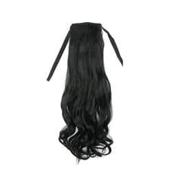 Aaltoileva Poninhäntäperuukki - Korkean lämpötilan kuitu, luonnollisen näköinen, helppo kiinnittää Musta