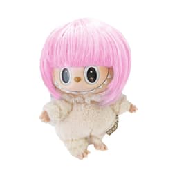 Kompatibelt med Labubu Bobo Hårparykk i Høytemperaturfiber, Søt Kort Bob Stil for Dukker og Figurer Rosa