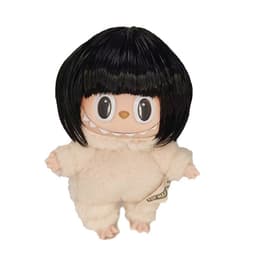 Kompatibelt med Labubu Bobo Hårparykk i Høytemperaturfiber, Søt Kort Bob Stil for Dukker og Figurer Sort