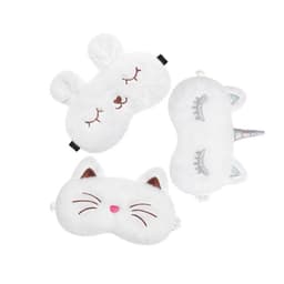 PLYSCH SOVMASK SET MED 3 - KANIN, ENHÖRNING OCH KATTDESIGN FÖR HEMBRUK