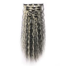 Flerfarget Krøllete Parykk Hårstykke i Ull - Umiddelbart Volum og Stil