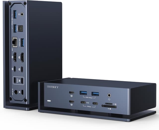 iVANKY 20-i-1 Dockningsstation FusionDock Max 1, Thunderbolt 4 för Mac M1/M2/M3/M4, Fyra 6K@60Hz Monitorer, 2xHDMI, 7xUSB 10Gbps, 2.5GbE, 96W PD, SD/TF 4.0, 40G, Windows inkompatibel