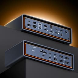 iVANKY FusionDock Max 2 Thunderbolt5 23-i-1 Dockningsstation för Mac M1/M2/M3/M4/M5 Pro/Max 120Gbps Trippla skärmar 6K@60Hz 140W PD Windows inkompatibel