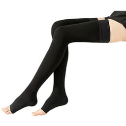 Svarte kompresjonsstrømper med åpen tå - Knehøyt S