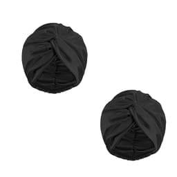 2 stk. Satin Bonnet til Krøllet Hår, Dobbelt Lags Sovehætte til Kvinder Sort