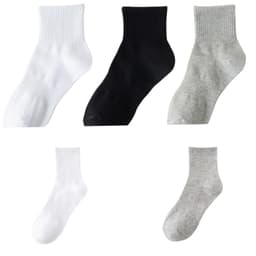 5 paria hengittäviä urheilusukkia – kosteutta siirtävä ja hajunhallinta 1 musta + 2 valkoista + 2 harmaa