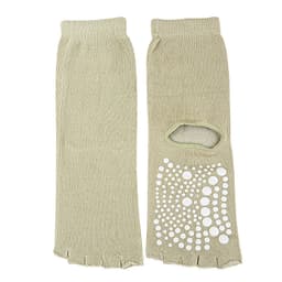 Halkfria Yoga Strumpor med Öppen Häl - Förbättrat Grepp & Komfort Kaki