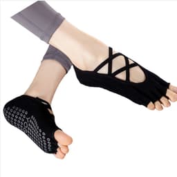 Sommer Tynne Pilates Grip Yoga Sokker - Sklisikre Fem Tå Sokker for Innendørs Trening Sort