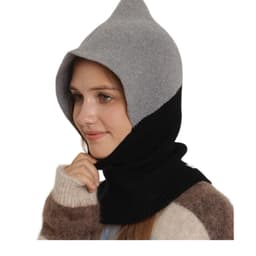 Vinterstickad mössa och halsduk Svart+grå