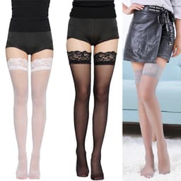 Blondestrimmede høye lårstrømper (3 par)