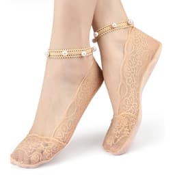 Liukumattomat jalkaterät, näkymättömät matalat kengänvuorisukat Beige