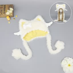 Söt katt plyschmössa Vit