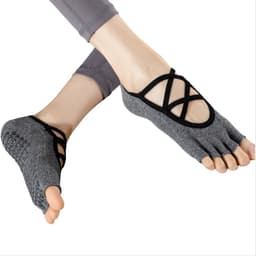 Sommer Tynde Pilates Grip Yoga Sokker - Skridsikre Fem-Tå Sokker til Indendørs Fitness Grå