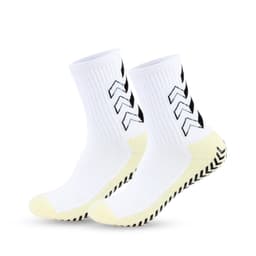 Sklisikre løpesokker med grep prikker (2 par) Hvit