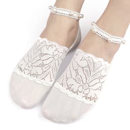 Monikäyttöiset pitsi- ja helmiäissukat (2 paria) Valkoinen