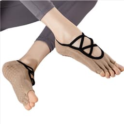 Sommer Tynne Pilates Grip Yoga Sokker - Sklisikre Fem Tå Sokker for Innendørs Trening Brun