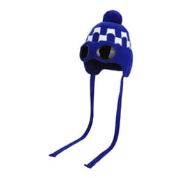 Fleeceforet Vinterlue med Briller - Varm Strikket Lue for Kvinner Blå