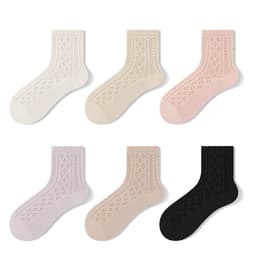 6 par tunna sommarstrumpor i bomull för damer, andningsbara och bekväm