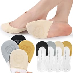 Usynlige sokker med blondekant - Sklisikre, flerfargede 4-par sett