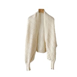 Strikket sjalomslag Beige