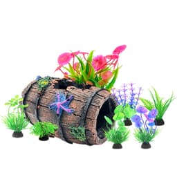 12-delars Akvariedekorationsset: Akvarium Ornament med Resin Tunna Göm