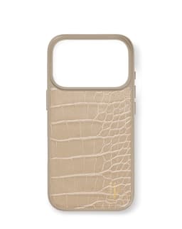 Vegan Leather Case MagSafe iPhone 17 Pro Warm Beige Croco