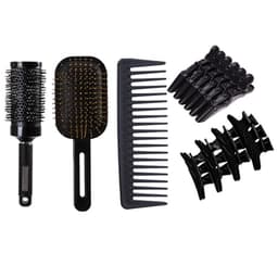 Musta 5-osainen hiusharjasetti: 3D-ilmatyyny, selvitys, muotoilu klipseillä