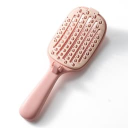 Vikbar Portabel Massage Hårborste för Hög Topp Fluffigt Hår Rosa