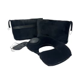 Sammenleggbart reisesett med oppblåsbar pute og øyemaske - Ultimat komfort på farten Sort