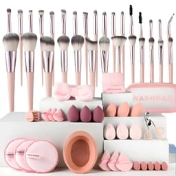 30 Delars Sminkborstset med Svampar, Hårband, Armband & Väska - Komple