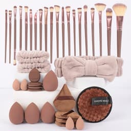 40-Delars Sminkborstset - Professionella Kosmetiska Borstar med Svampa