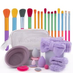 15 Delars Akvarell Sminkborstset med Svampar, Hårband och Mer - Mjuka