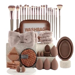 42-osainen meikkisivellinsetti - täydellinen kosmeettinen sivellinkokoelma Ruskea