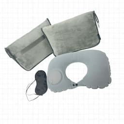 Sammenleggbart reisesett med oppblåsbar pute og øyemaske - Ultimat komfort på farten Grå