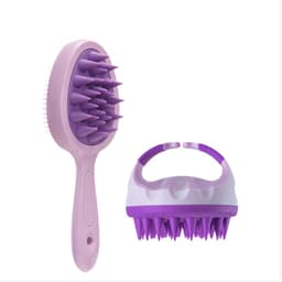 Pitkävartinen violetti hierontakampa ja hiusharja, 2 kpl