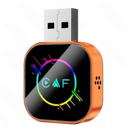 Trådløs CarPlay/Android Auto/Mirror Link Box Q1AS Orange Meteor Streaming Farve Metal+Glas 3-i-1 Android Mirroring Skærm Android Auto CarPlay Box