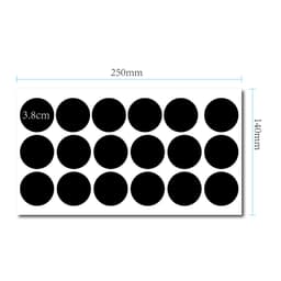 Uudelleenkäytettävät liitutaulutarrat, 18 kpl (38 mm) pyöreät mustat PVC-tarrat