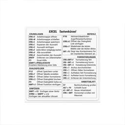 Tyske Excel-snarveisklistremerker - Hvit bakgrunn for MAC OS/WINDOWS/EXCEL