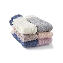 Korallifleece-kierrekuvioiset pörrösukat (6 paria) - Yksi koko sopii useimmille