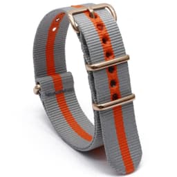 Nylon klockarmband med ovalt spänne Grå+orange 20 mm