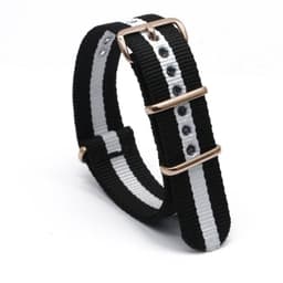 Nylon klockarmband med ovalt spänne Svart + Vit 24 mm