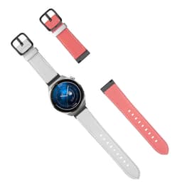 Aito nahkaranneke - 22mm Pinkki + valkoinen Musta solki