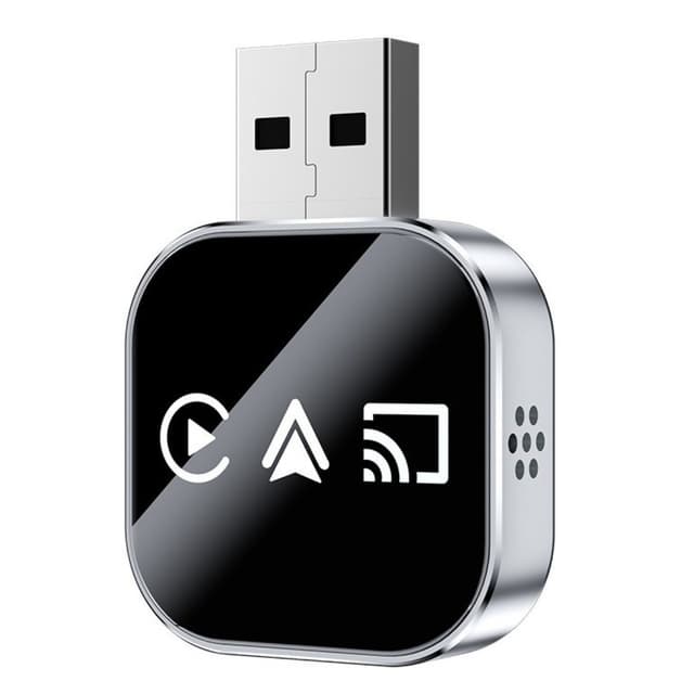 Trådlös CarPlay/Android Auto/Mirror Link Box Q1AS Silver 3-i-1 Adapter