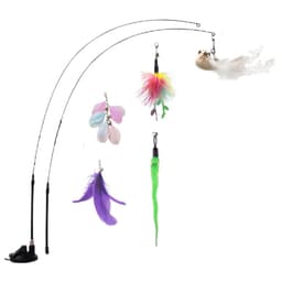 Interaktivt Katteleketøy - Oppgradert Sugekoppsett med Doble Fjærstaver og Utskiftbare Hoder