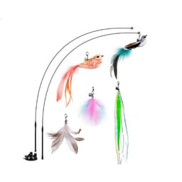 Interaktivt Katteleke - Dobbel Tryllestav med Sugekopp og Utskiftbare Fjær